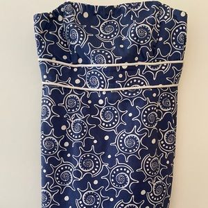 Blue patterned strapless Vineyard Vines dress